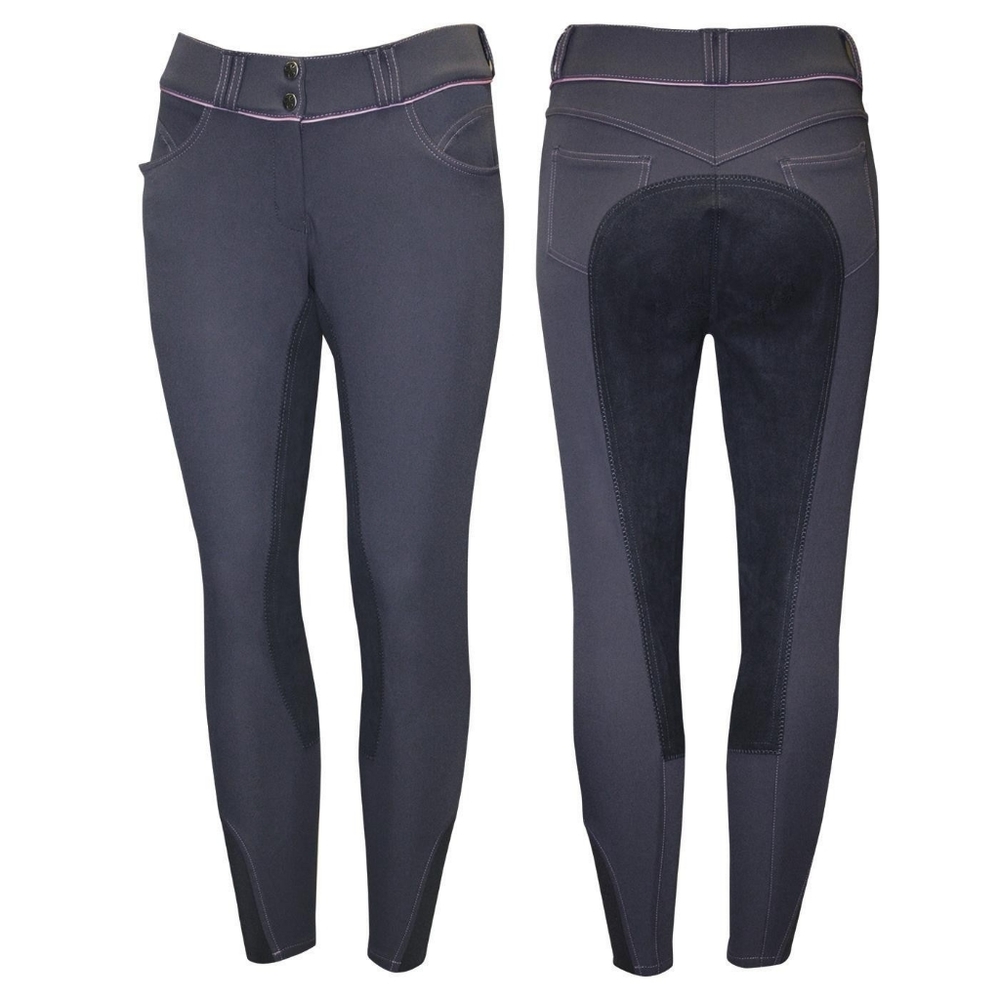 Elation Platinum Hudson Full Seat Breech Grey/Mauve 26R Horse Riding Pants